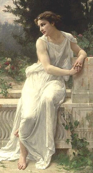 Jeune femme de Pompei sur une terrasse.